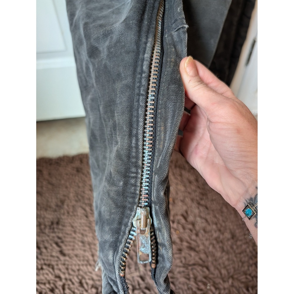 Vtg Carhartt Black Duck Insulated Overalls Double Knee 48-50 Distressed Workwear - Picture 8 of 16